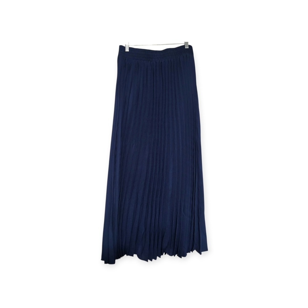 Max Studio London Navy Pleated Long Aline Maxi Skirt Size M Elastic Waist NWT - Picture 7 of 7